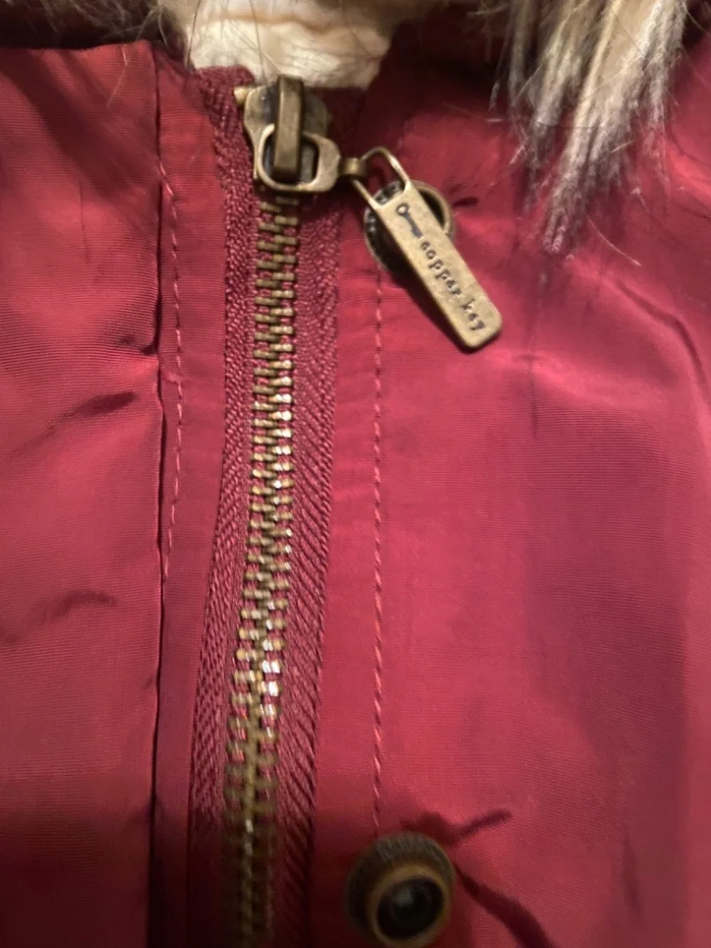 Like new Copper Key Girls Burgundy/Cranberry/Maroon Sz Small Faux Fur hood